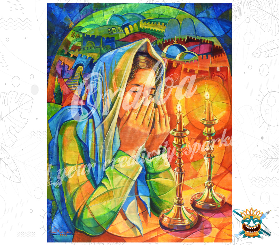 Woman Lighting Shabbat Candles